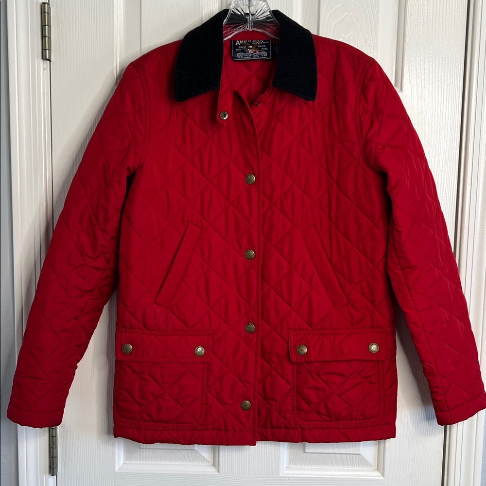 Vintage American Living corduroy collar red quilted jacket men’s medium